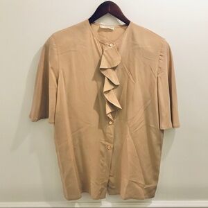 Vintage Giorgio Armani Silk Blouse Tan XS 2,4